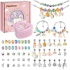 PERRYHOME Charm Bracelet Making Kit for Girls, 62 Pcs Unicorn Jewelry Making Kit